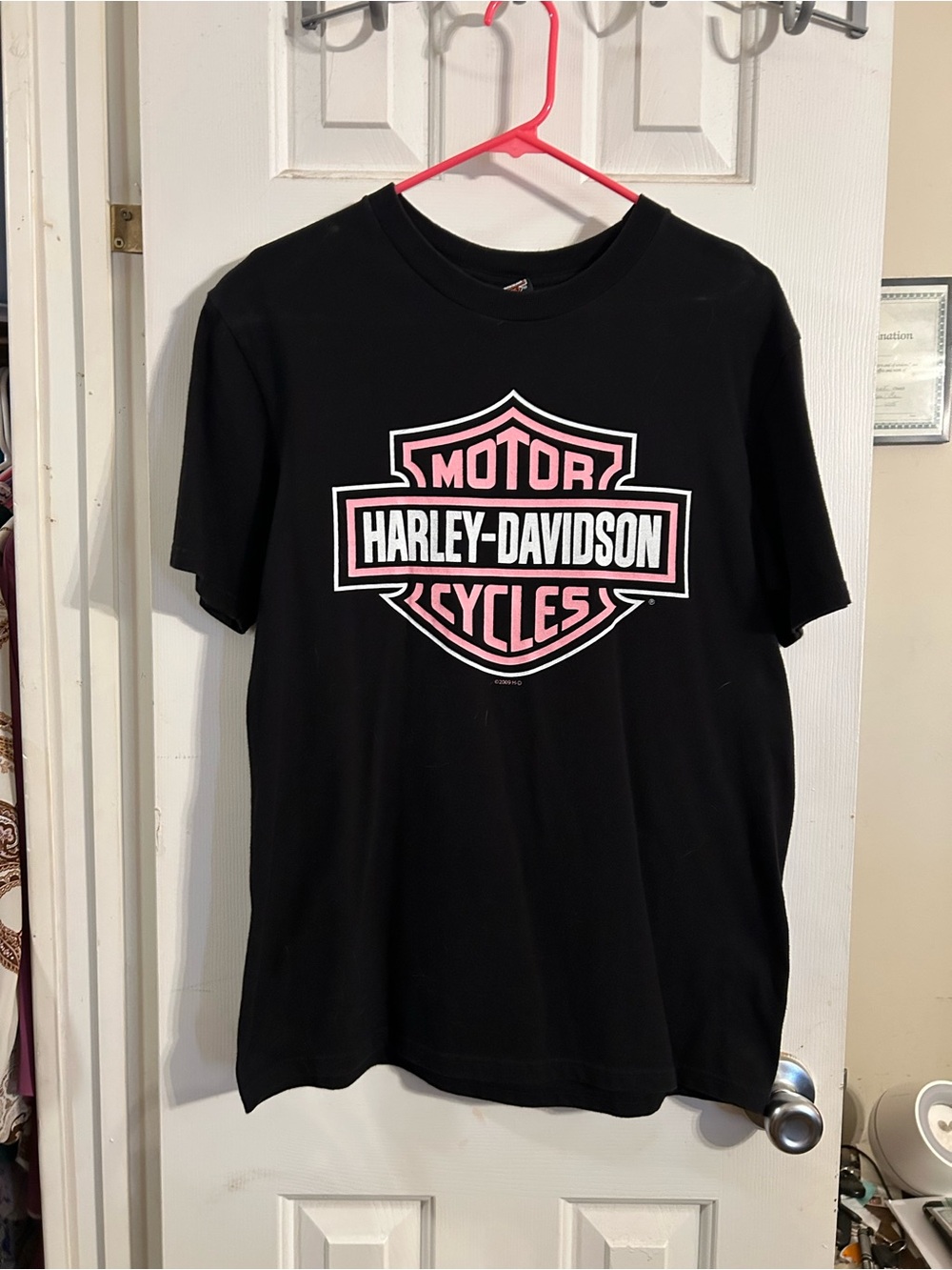 Harley-Davidson Black T-Shirt with Pink and White Logo